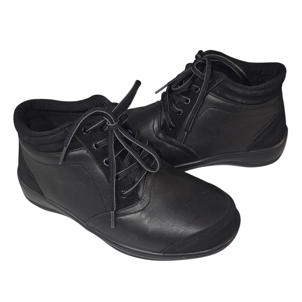 Orthofeet 885 Boots Women 6 Black Leather Ankle X-Wide Comfort Orthotic Booties